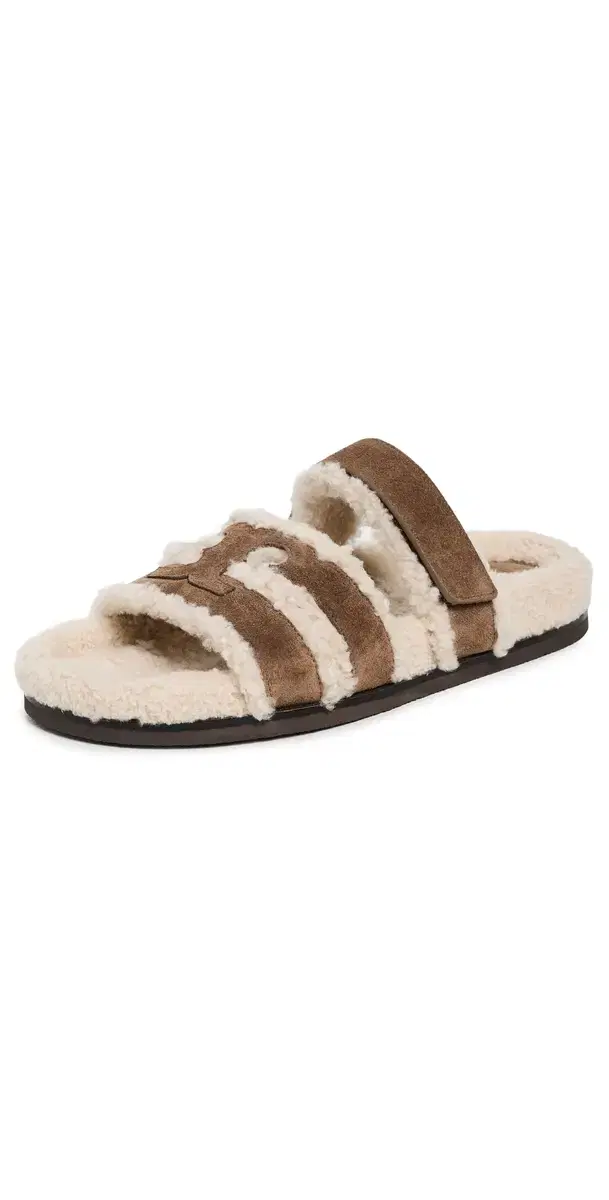 Ines Shearling Sport Slides River Rock/Taupe