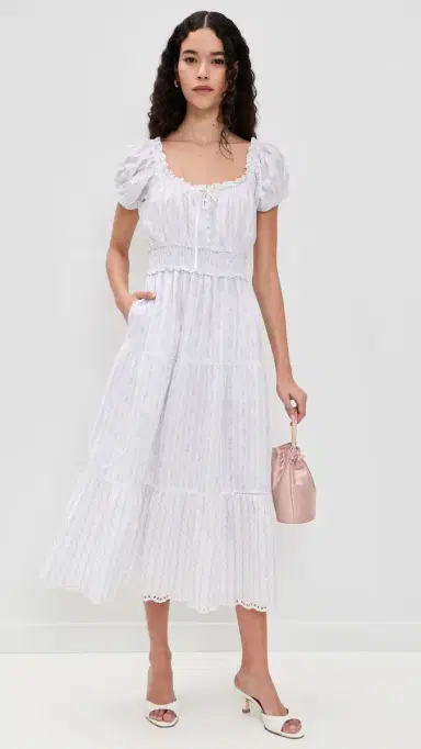 LoveShackFancy Emie Dress Sky Bonnet Blue | Thumbnail 5