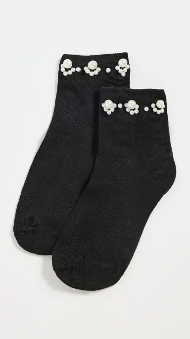 Stems Pearl Embellished Crew Socks | Thumbnail 2
