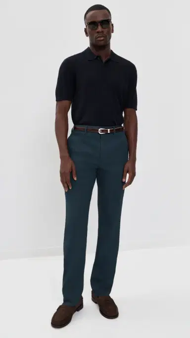 Theory Standard Pants in Good Linen Dark Blue Wing | Thumbnail 5