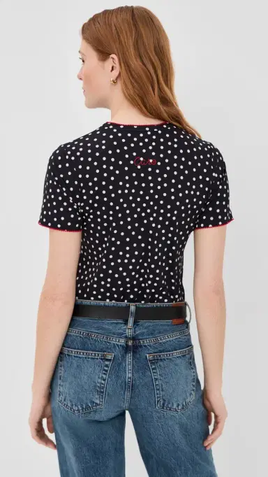 Caro Editions Polka-Dot T-Shirt Black/White Dots | Thumbnail 3