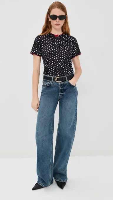 Caro Editions Polka-Dot T-Shirt Black/White Dots | Thumbnail 5