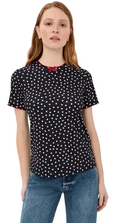 Caro Editions Polka-Dot T-Shirt Black/White Dots | Thumbnail 1