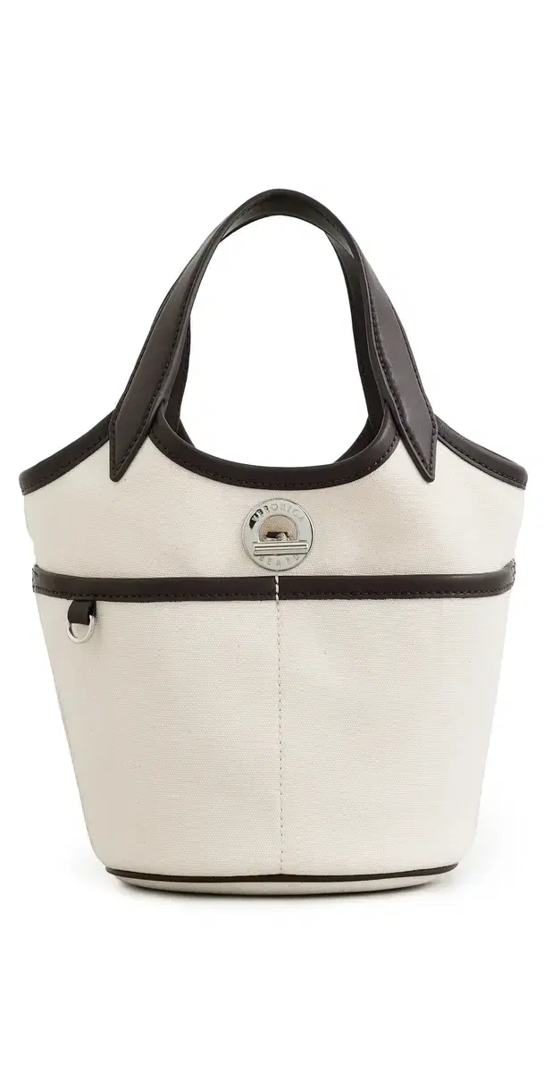 Veronica Beard Canvas Anchor Bucket Bag Espresso/Ecru One Size
