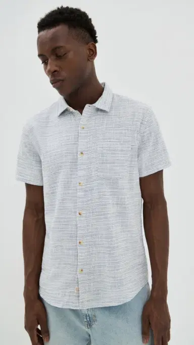 Marine Layer Classic tretch elvage Shirt Blue Mini tripe | Thumbnail 2