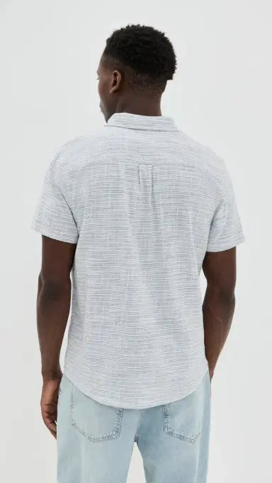 Marine Layer Classic tretch elvage Shirt Blue Mini tripe | Thumbnail 3