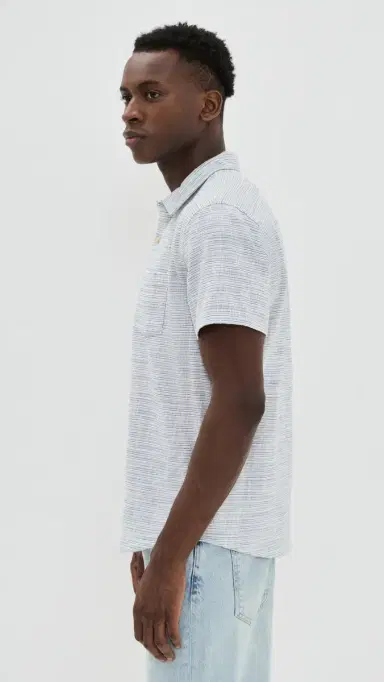 Marine Layer Classic tretch elvage Shirt Blue Mini tripe | Thumbnail 4