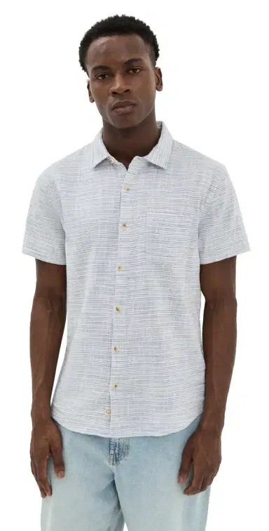 Marine Layer Classic tretch elvage Shirt Blue Mini tripe | Thumbnail 1