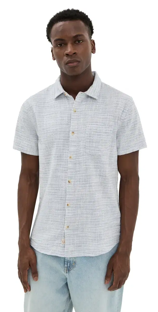 Marine Layer Classic tretch elvage hirt Blue Mini tripe
