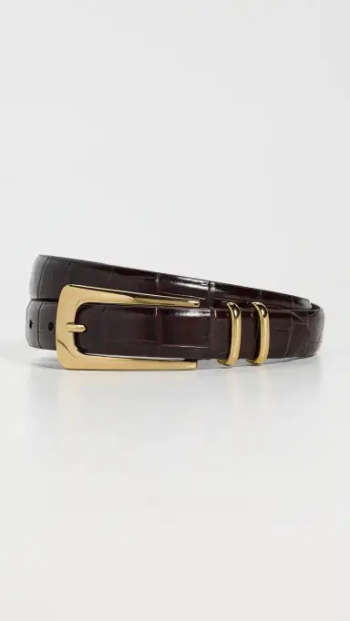 Madewell Elongated Buckle Belt Chocolate Raisin Croco | Thumbnail 2