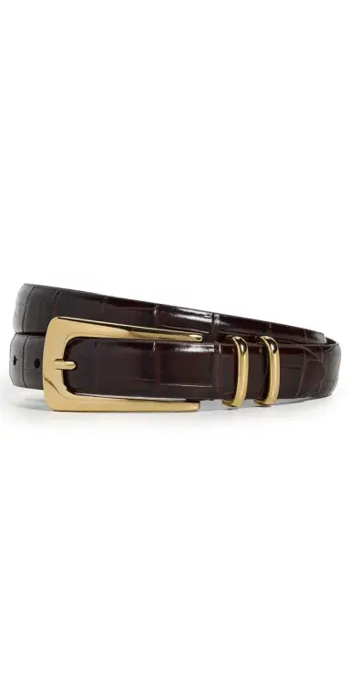 Madewell Elongated Buckle Belt Chocolate Raisin Croco | Thumbnail 1