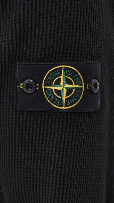 Stone Island Cotton Waffle Crew Sweatshirt Black | Thumbnail 6 Stone Island Cotton Waffle Crew Sweatshirt Black | Thumbnail 6