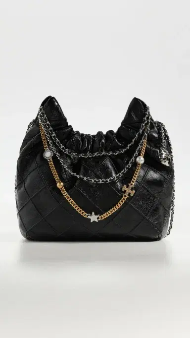 Tory Burch Fleming Distressed Mini Hobo Bag Black One Size | Thumbnail 5