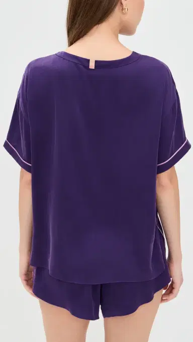 Lunya Washable Silk Piped Tee Shorts et Flying Fig/Lilac Haze | Thumbnail 3 Lunya Washable Silk Piped Tee Shorts et Flying Fig/Lilac Haze | Thumbnail 3