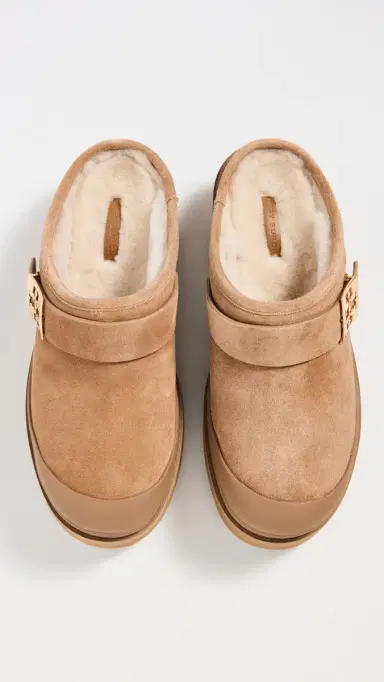 Tory Burch Mellow Shearling Platform Mules Light Chestnut/Gold 8 | Thumbnail 5