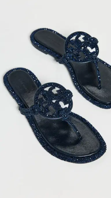Tory Burch Miller Knotted Crystal Sandals New Navy 6 | Thumbnail 5