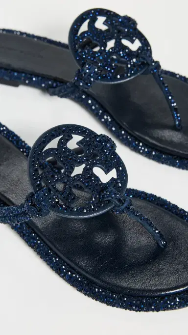 Tory Burch Miller Knotted Crystal Sandals New Navy 6 | Thumbnail 6