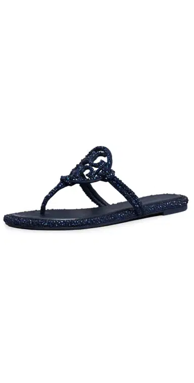 Tory Burch Miller Knotted Crystal Sandals New Navy 6 | Thumbnail 1