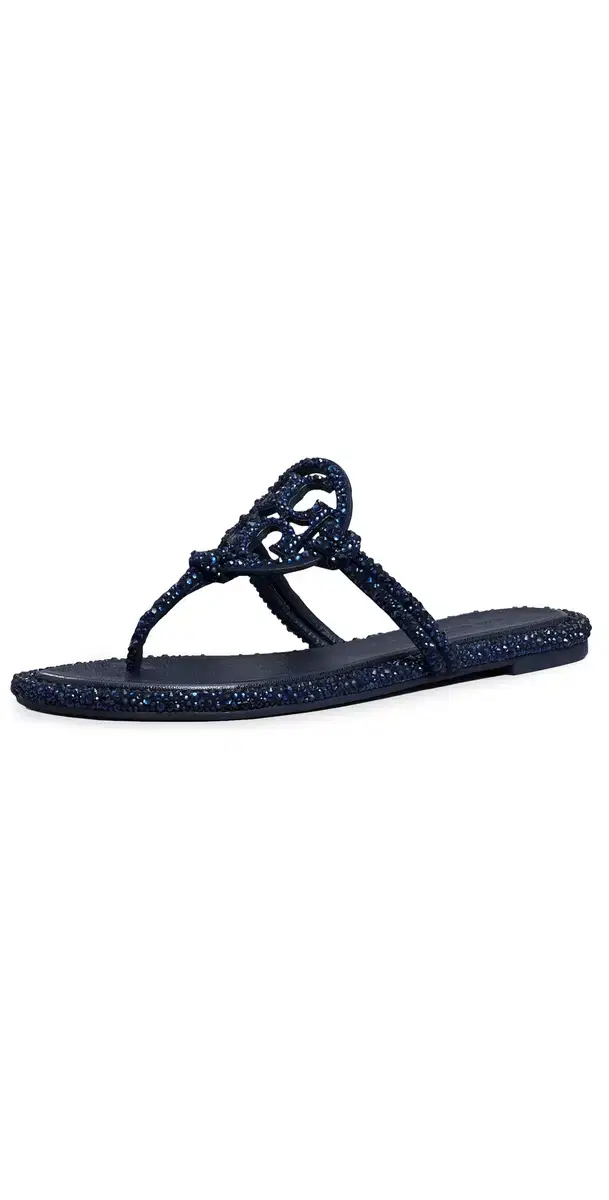 Tory Burch Miller Knotted Crystal Sandals New Navy