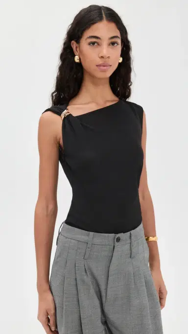Vince leeveless houlder Drape Top Black | Thumbnail 2 Vince leeveless houlder Drape Top Black | Thumbnail 2