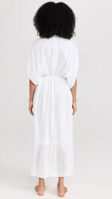 Lemlem Abira Plunge Neck Dress White M | Thumbnail 3