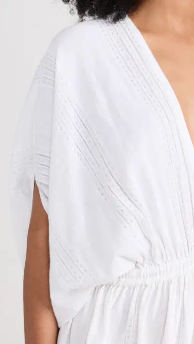 Lemlem Abira Plunge Neck Dress White M | Thumbnail 6