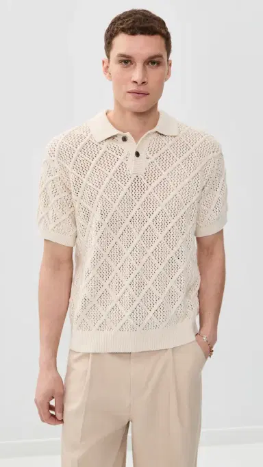 Obey Short Sleeve Chunky Polo Sweater Birch L | Thumbnail 2