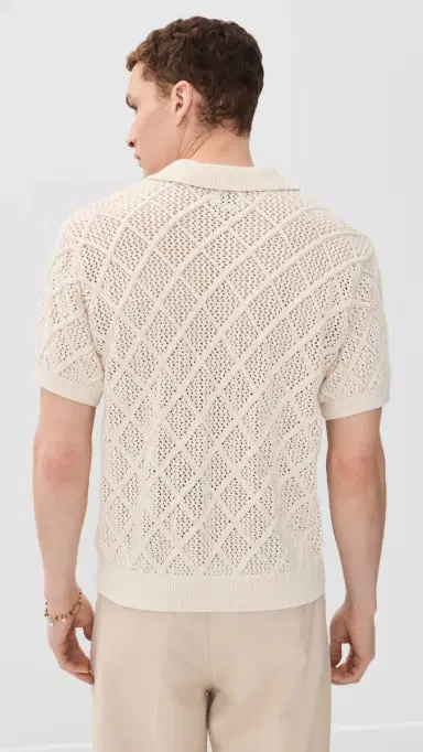 Obey Short Sleeve Chunky Polo Sweater Birch L | Thumbnail 3