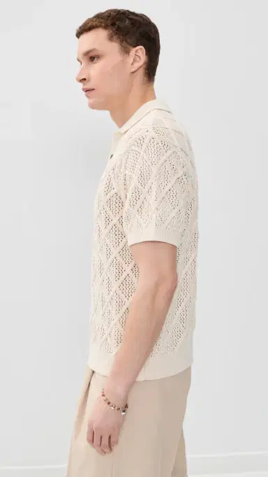 Obey Short Sleeve Chunky Polo Sweater Birch L | Thumbnail 4