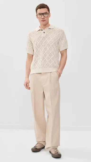 Obey Short Sleeve Chunky Polo Sweater Birch L | Thumbnail 5
