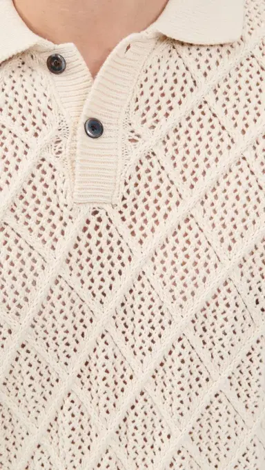 Obey Short Sleeve Chunky Polo Sweater Birch L | Thumbnail 6