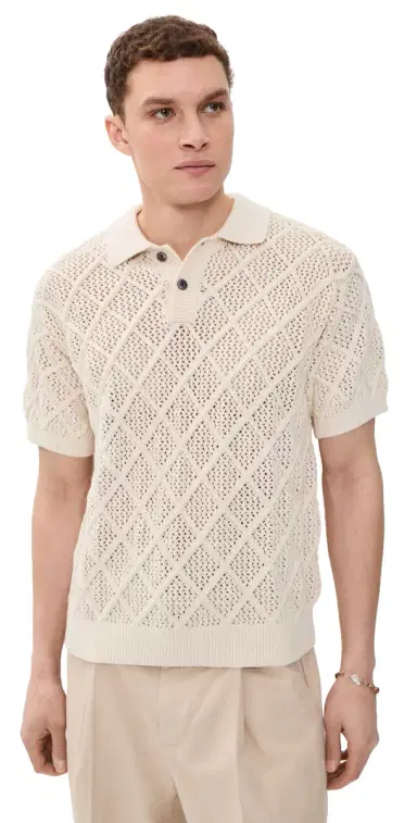 Obey Short Sleeve Chunky Polo Sweater Birch L | Thumbnail 1