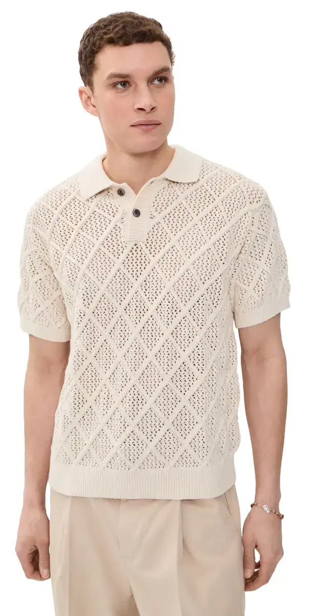 Obey Short Sleeve Chunky Polo Sweater Birch