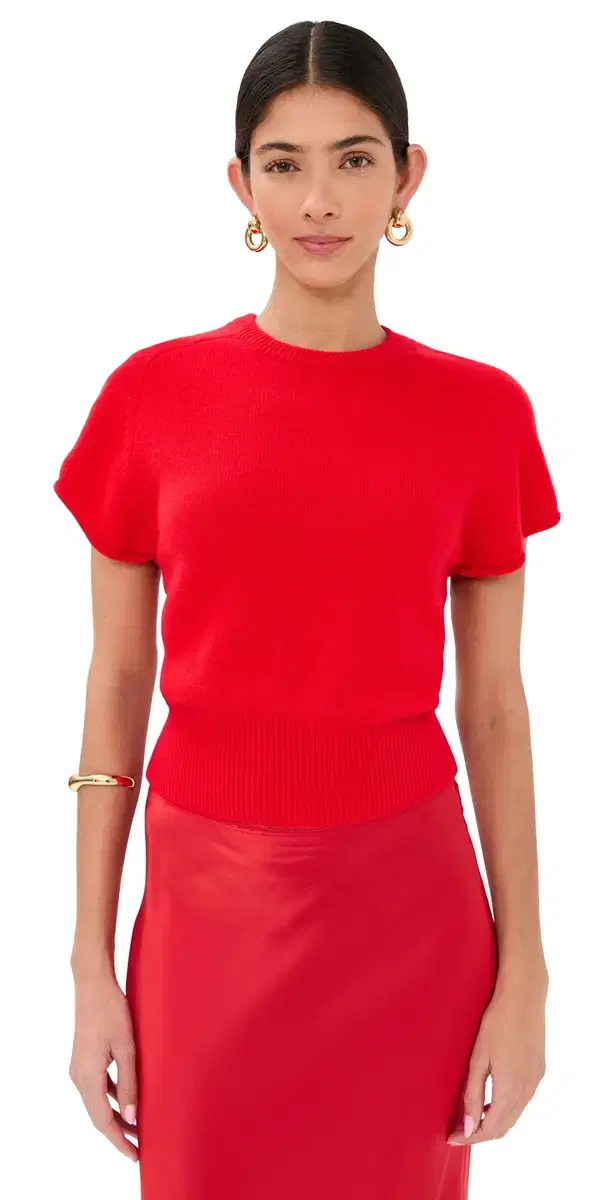 Jones Cashmere Saddle Raglan Top Scarlet