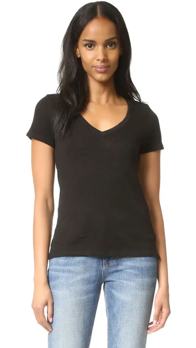 Schoolboy V Neck Tee Black