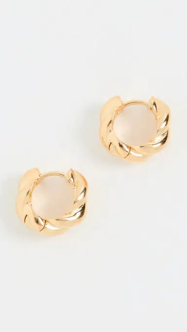 Shashi Waves Huggie Hoop Earrings Gold One Size | Thumbnail 2