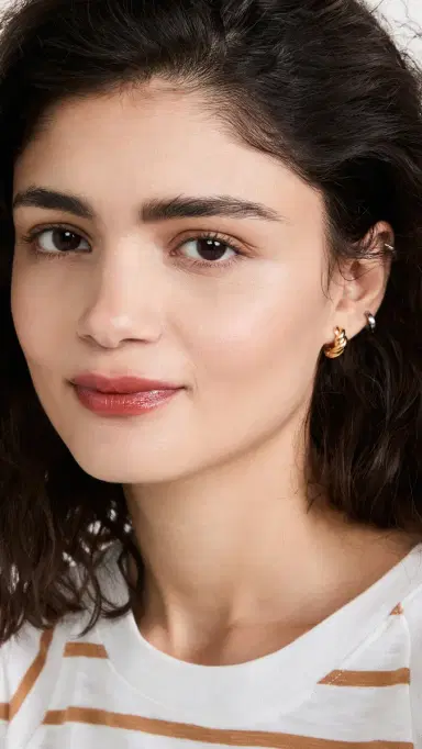Shashi Waves Huggie Hoop Earrings Gold One Size | Thumbnail 3