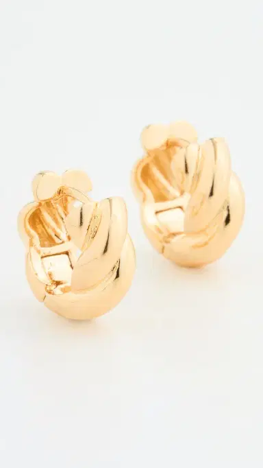 Shashi Waves Huggie Hoop Earrings Gold One Size | Thumbnail 4