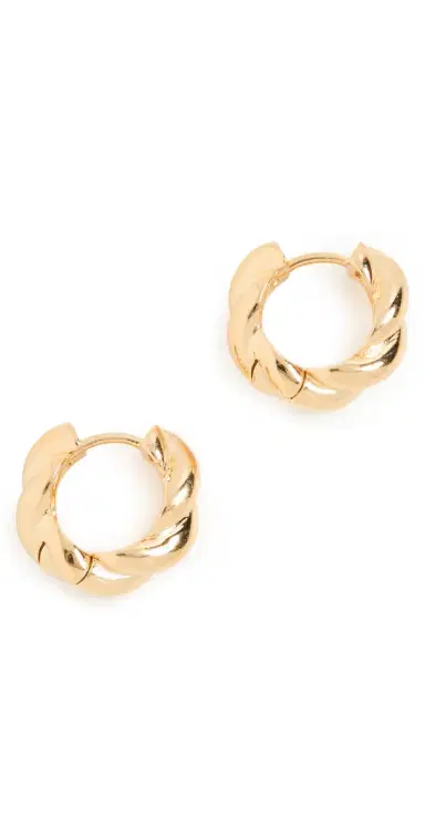 Shashi Waves Huggie Hoop Earrings Gold One Size | Thumbnail 1