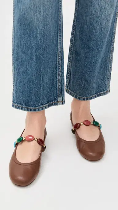 Gianvito Rossi Shanti Mary Jane Flats Cuoio 38 | Thumbnail 3