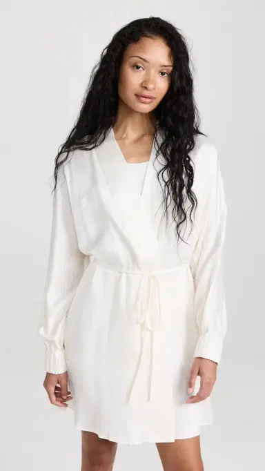 Lunya Washable Silk Robe Tranquil White | Thumbnail 2 Lunya Washable Silk Robe Tranquil White | Thumbnail 2