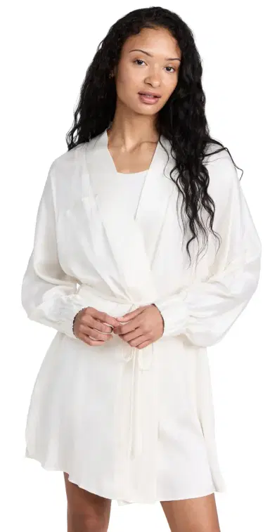 Lunya Washable Silk Robe Tranquil White | Thumbnail 1 Lunya Washable Silk Robe Tranquil White | Thumbnail 1
