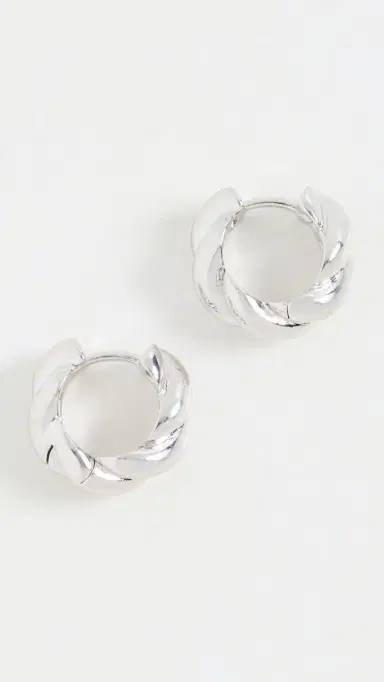 Shashi Waves Huggie Hoop Earrings Silver One Size | Thumbnail 2