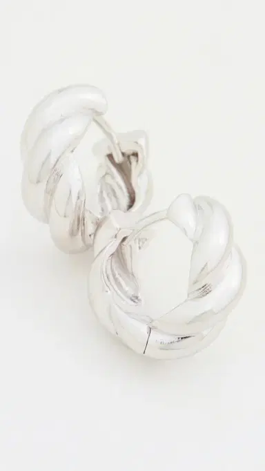 Shashi Waves Huggie Hoop Earrings Silver One Size | Thumbnail 4