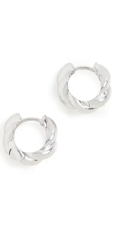 Shashi Waves Huggie Hoop Earrings Silver One Size | Thumbnail 1