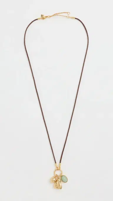 Madewell Bee Charm Cord Necklace Antique Gold One Size | Thumbnail 2
