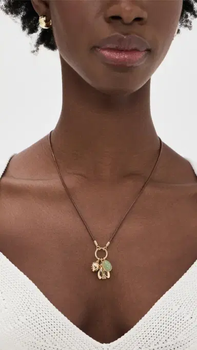 Madewell Bee Charm Cord Necklace Antique Gold One Size | Thumbnail 3