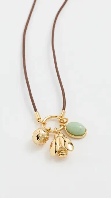 Madewell Bee Charm Cord Necklace Antique Gold One Size | Thumbnail 4