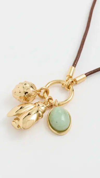 Madewell Bee Charm Cord Necklace Antique Gold One Size | Thumbnail 5