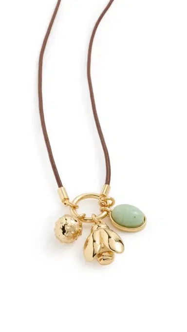 Madewell Bee Charm Cord Necklace Antique Gold One Size | Thumbnail 6